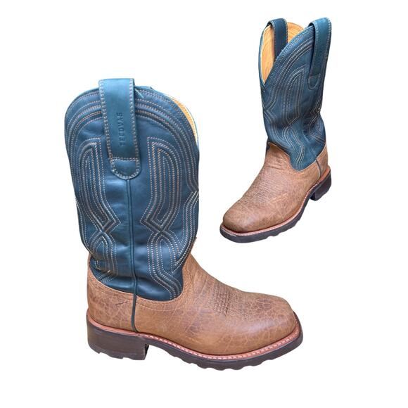 Tecovas The Midland Square Toe Cowboy Boots Shoes Bovine Leather Western Mens 7D - Picture 1 of 11
